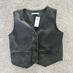Abercrombie black mara denim vest